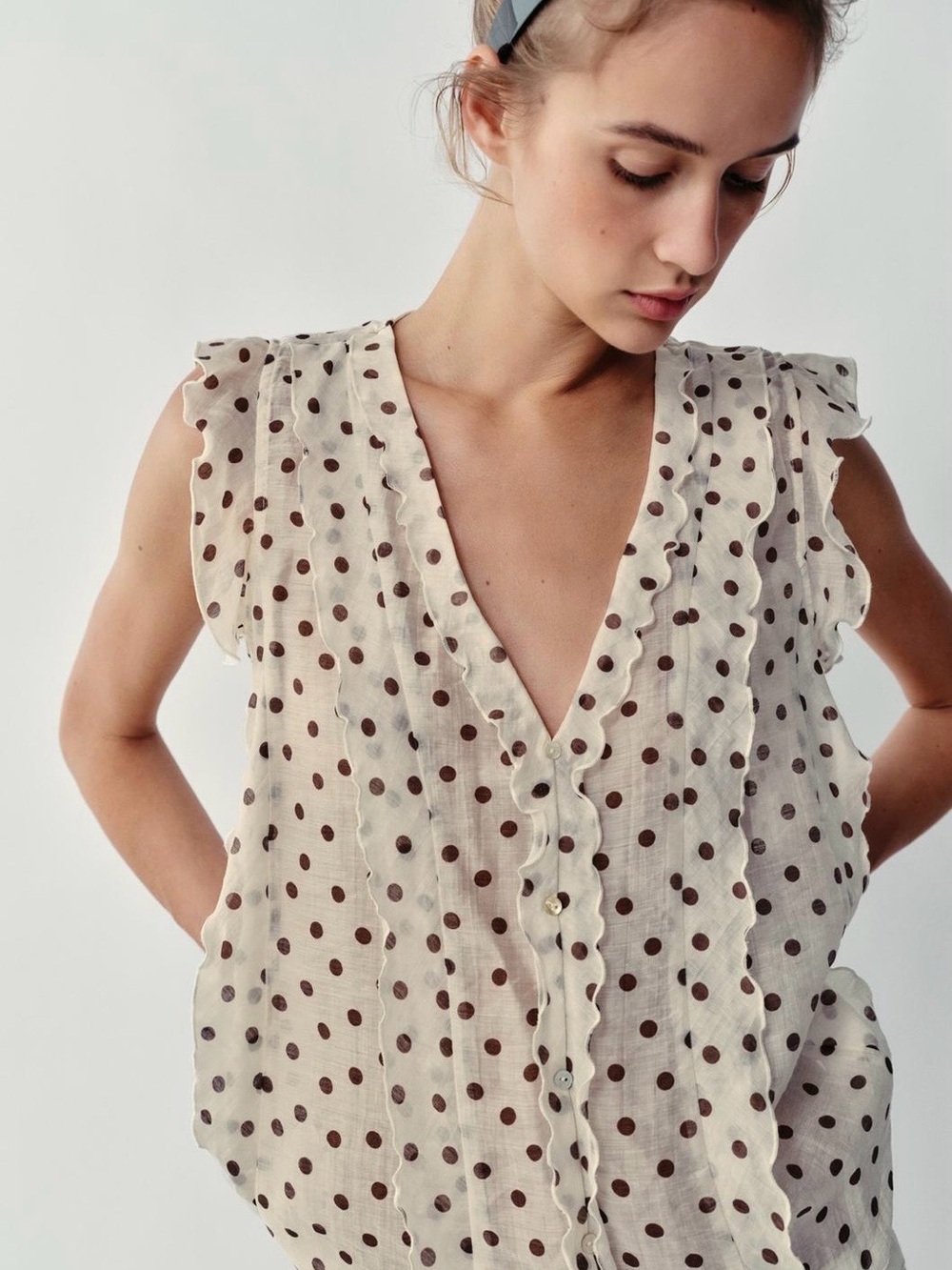 Zara Polka Dot Print Blouse